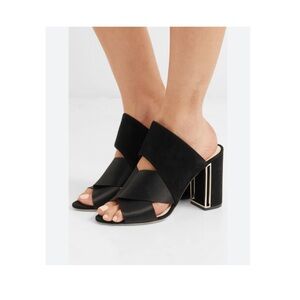 Nicholas Kirkwood suede and satin mule heels